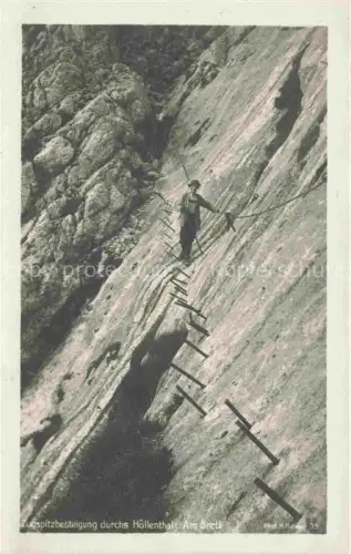 AK / Ansichtskarte Bergsteigen Klettern Mountaineering Alpinisme Alpinismo-- Zugspitzenbesteigung durchs Hoellenthal Am Brett 