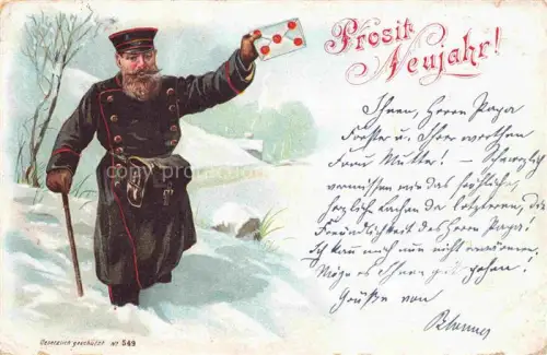 AK / Ansichtskarte Post Prosit Neujahr Nouvelle annee Litho