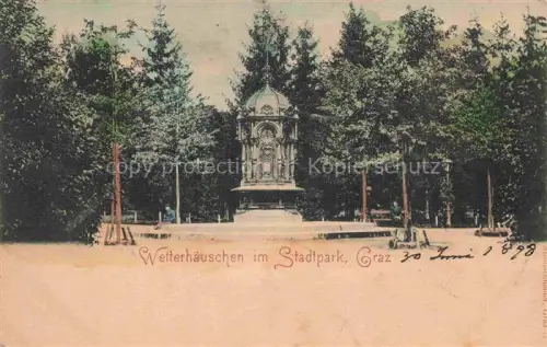 AK / Ansichtskarte Wetterhaeuschen Wetterstation Weather-House Maison-Meteo-- Stadtpark Graz 