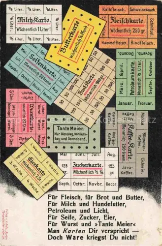 AK / Ansichtskarte Lebensmittelmarken auf AK Verlag A. Sala Berlin Tempelhof