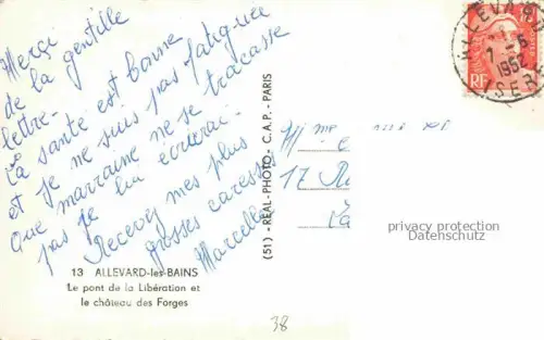 AK / Ansichtskarte Allevard-les-Bains GRENOBLE 38 Isere Pont de la Libération et Château des Forges