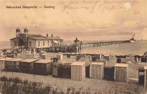 AK / Ansichtskarte ZINNOWITZ Ostseebad Seesteg Strand