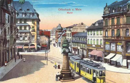 AK / Ansichtskarte OFFENBACH  MAIN Markt Strassenbahn