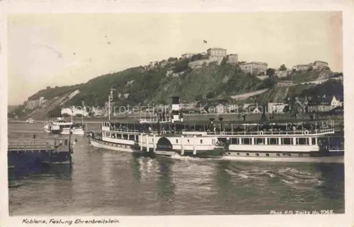 AK / Ansichtskarte Dampfer Seitenrad Koblenz Festung Ehrenbreitstein 