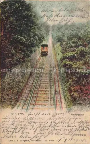 AK / Ansichtskarte Zahnradbahn Standseilbahn Furniculaire Rack Railway-- Bad Ems Malbergbahn Litho 