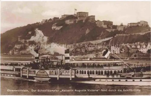 AK / Ansichtskarte Dampfer Seitenrad Ehrenbreitstein Schnelldampfer Kaiserin Augusta Victoria 