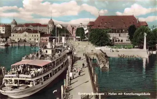 AK / Ansichtskarte Dampfer Binnenschifffahrt Konstanz Bodensee Hafen Konziliumsgebaeude 