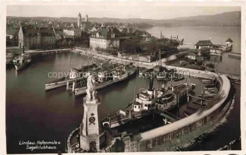 AK / Ansichtskarte Dampfer Seitenrad Lindau Hafenmole u. Segelclubhaus 