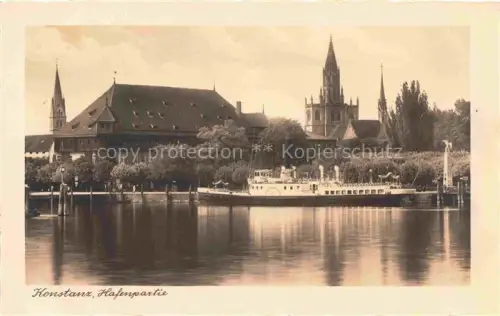 AK / Ansichtskarte Dampfer Binnenschifffahrt Konstanz Hafenpartie