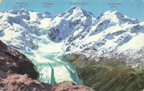 AK / Ansichtskarte Gletscher Glacier Glaciar Ghiacciaio-- Ober Engadin Berninagruppe Morteratschgletscher Piz