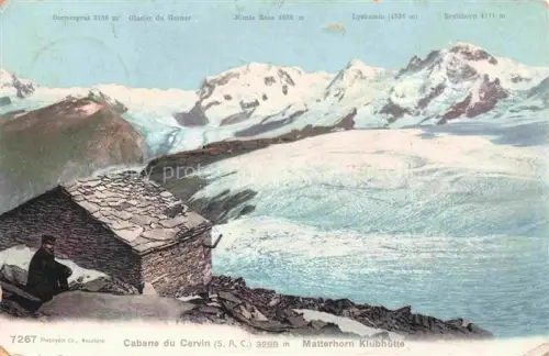 AK / Ansichtskarte Gletscher Glacier Glaciar Ghiacciaio-- Cabane du Cervin Matterhorn Klubhuette 