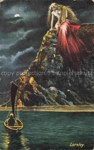 AK / Ansichtskarte Harfe Harpe-- Loreley Jungfrau 