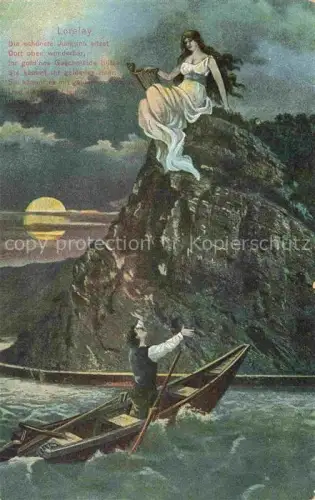AK / Ansichtskarte Harfe Harpe-- Loreley Jungfrau Gedicht 