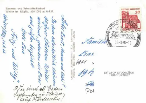 AK / Ansichtskarte Weiler Allgaeu Panorama Rheuma- und Priessnitz-Kurbad Allgaeuer Alpen