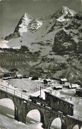 AK / Ansichtskarte Zahnradbahn Standseilbahn Furniculaire Rack Railway-- Muerren Allmendhubel Bahn Eiger Moench 
