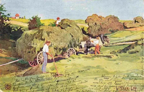 AK / Ansichtskarte HINZE W. Leipzig Kuenstlerkarte Landwirtschaft Litho