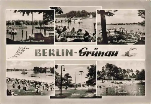 AK / Ansichtskarte Gruenau TREPTOW-KoePENICK BERLIN Faehre HO Gaststaette Gesellschaftshaus Regattastrecke Bahnhof Strandbad