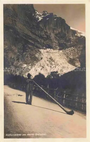 AK / Ansichtskarte Alphorn Cor des Alpes-- Oberen Gletscher Blaeser