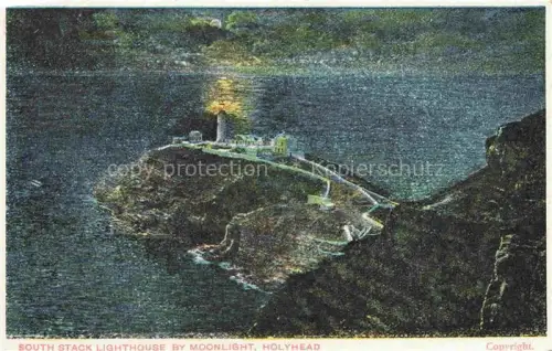 AK / Ansichtskarte Holyhead Isle of Anglesey Wales UK Copyright South Stack Leuchtturm Moonlight