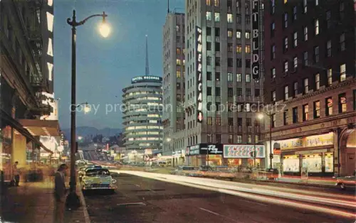 AK / Ansichtskarte HOLLYWOOD__Los_Angeles_California_USA Corner of Hollywood and Vine at night 