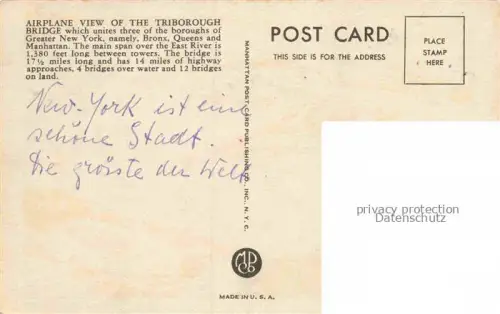 AK / Ansichtskarte NEW_YORK_City_USA Airplane view of the Triborough Bridge and Hell Gate Bridges Illustration 