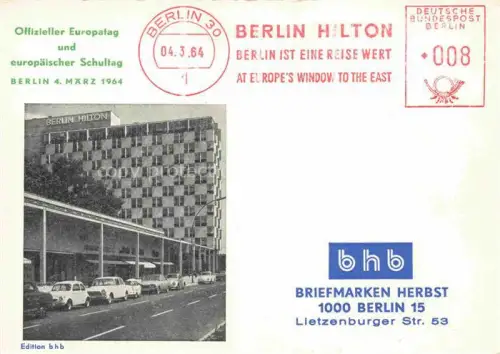 AK / Ansichtskarte BERLIN  CITY Berlin Hilton Offizieller Europatag und europaeischer Schultag