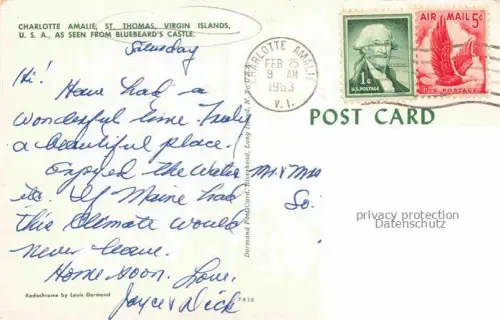 AK / Ansichtskarte St Thomas Virgin Islands USA Charlotte Amalie as seen from Bluebeard's Castle