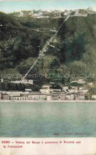 AK / Ansichtskarte COMO  Lago di Como Lombardia IT Veduta del Borgo e panorama di Brunate con la funicolare