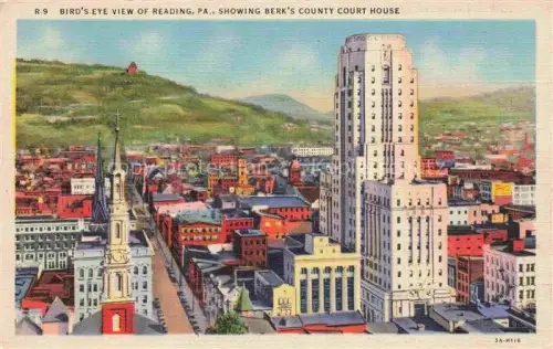 AK / Ansichtskarte Reading Pennsylvania USA Berk's County Court House bird's eye view Illustration