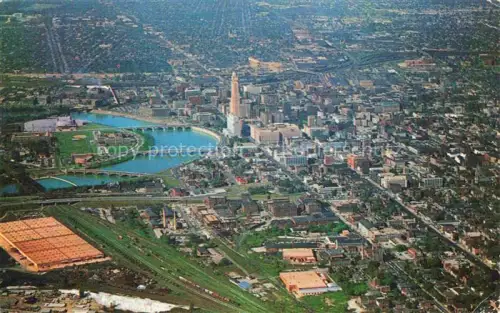 AK / Ansichtskarte Columbus Ohio USA Civic Center Bridge crossing Scioto River aerial view