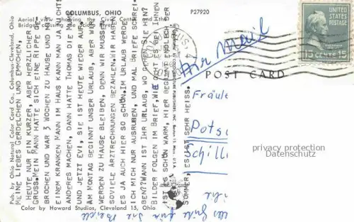 AK / Ansichtskarte Columbus Ohio USA Civic Center Bridge crossing Scioto River aerial view