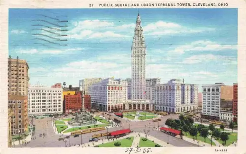 AK / Ansichtskarte CLEVELAND  Ohio USA Public Square and Union Terminal Tower Illustration