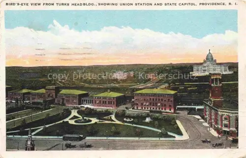 AK / Ansichtskarte Providence  Rhode Island USA Bird's eye view from Turks Headbuilding showing Union Station and State Capitol