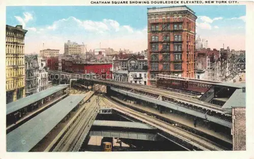 AK / Ansichtskarte NEW YORK City USA Chatham Square showing doubledeck elevated