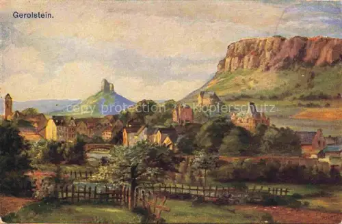 AK / Ansichtskarte Gerolstein Rheinland-Pfalz Panorama mit Munterley Linde und Auberg Kuenstlerkarte