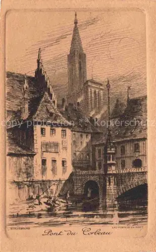 AK / Ansichtskarte Strasbourg  Strassburg 67 Bas-Rhin Pont du Corbeau Kuenstlerkarte