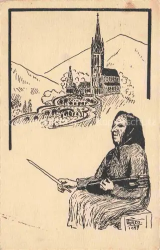 AK / Ansichtskarte LOURDES 65 Marchande de Cierges Kuenstlerkarte