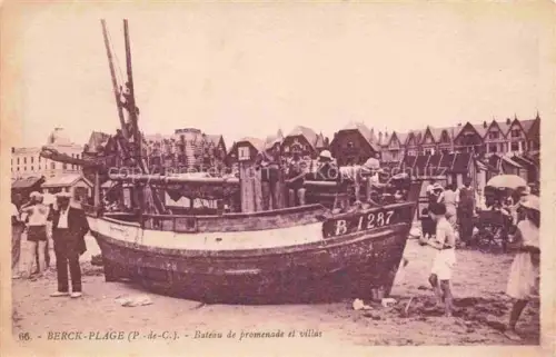 AK / Ansichtskarte BERCK-PLAGE 62 Bateau de promenade et villas