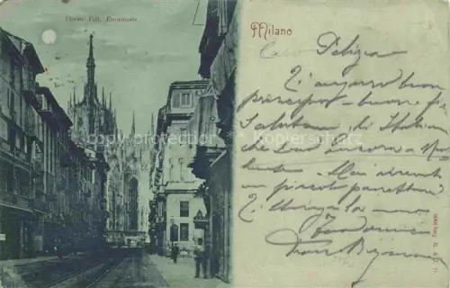 AK / Ansichtskarte MILANO Mailand IT Corso Vittorio Emanuele im Mondschein