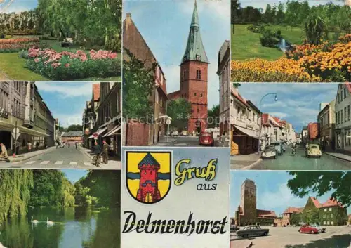 AK / Ansichtskarte Delmenhorst Parkpartien Kirche Schwanenteich Burg