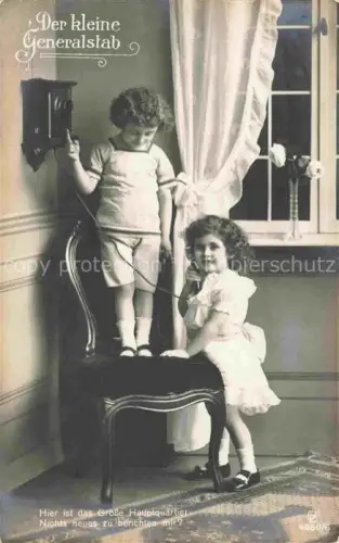 AK / Ansichtskarte Telefon Telephone-- Der kleine Generalstab Kinder 