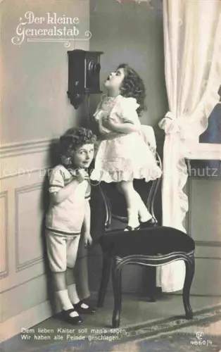 AK / Ansichtskarte Telefon Telephone-- Der kleine Generalstab Kinder
