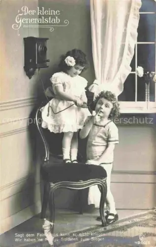 AK / Ansichtskarte Telefon Telephone-- Der kleine Generalstab Kinder 