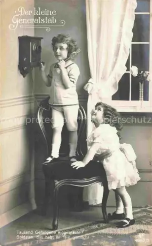 AK / Ansichtskarte Telefon Telephone-- Der kleine Generalstab Kinder 