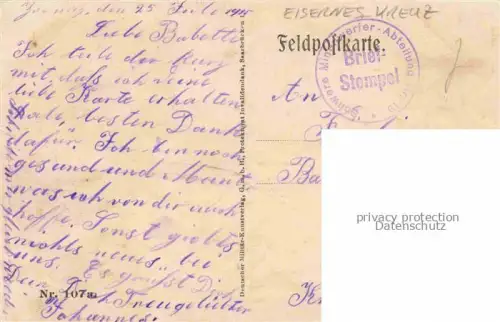 AK / Ansichtskarte Eisernes Kreuz Militaria Orden Max Bertold Wanselow Feldwebelleutnant Nt.107a