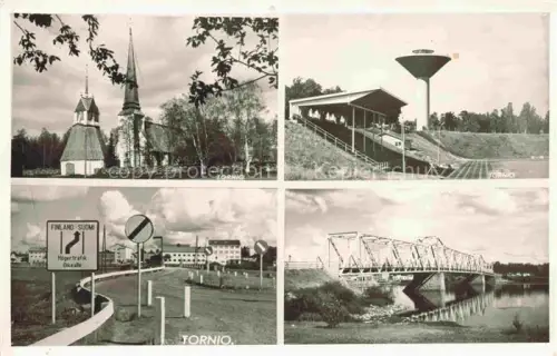 AK / Ansichtskarte Tornio Lappi Suomi Teilansichten Kirche Bruecke Sportstadion