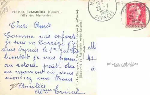 AK / Ansichtskarte Chamberet TULLE 19 Correze Villa des Marronniers