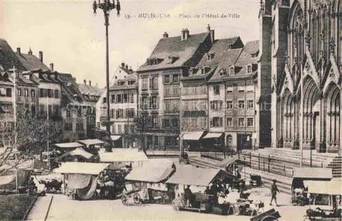 AK / Ansichtskarte MULHOUSE Muehlhausen 68 Haut-Rhin Place de l'Hôtel de Ville Jour de marché