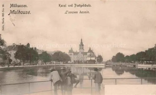 AK / Ansichtskarte MULHOUSE Muehlhausen 68 Haut-Rhin Kanal und Postgebaeude