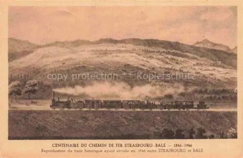 AK / Ansichtskarte Bale BASEL BS Centenaire du chemin de fer Strasbourg - Bale Kuenstlerkarte